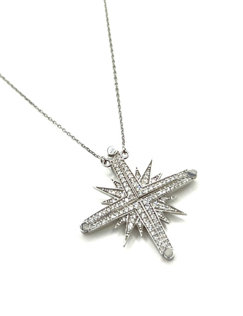 14K Gold & Diamond Classic Star Of Bethlehem Opening Magnetic Necklace